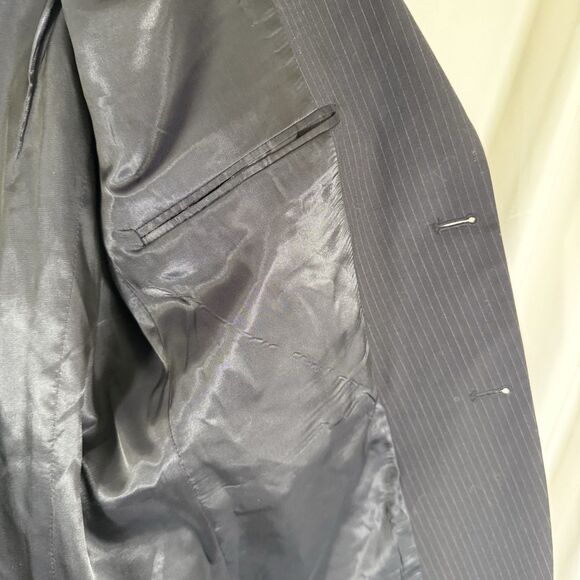 Jos A Bank 100% Wool Blend Men's 40R Black Striped 2 Button Front Dry Clean - Picture 6 of 11